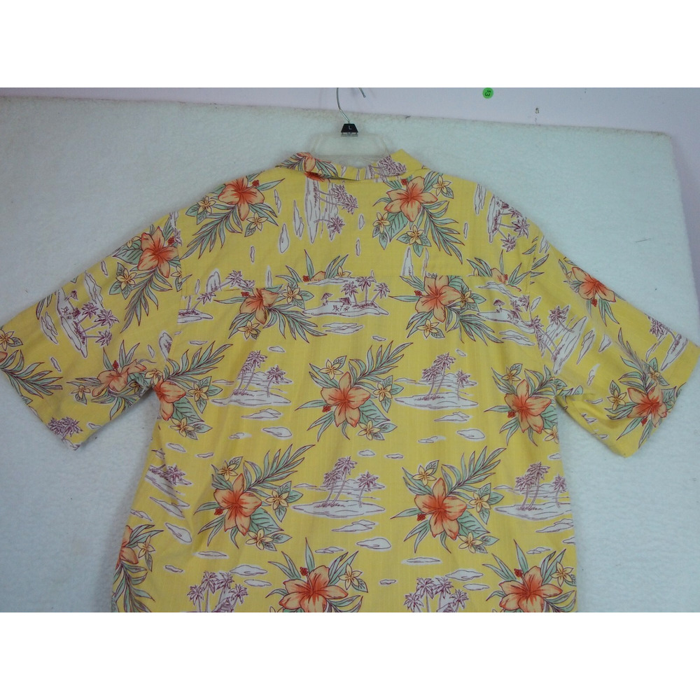 Joe Marlin Yellow Hawaiian Button Up Pocket Shirt Size XXL Floral Short Sleeve - Picture 6 of 8